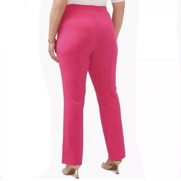 NWOT 1. STATE Pink Stretch Crepe Split Cuff Straight Leg Front Slit Pants 20W - Picture 2 of 13